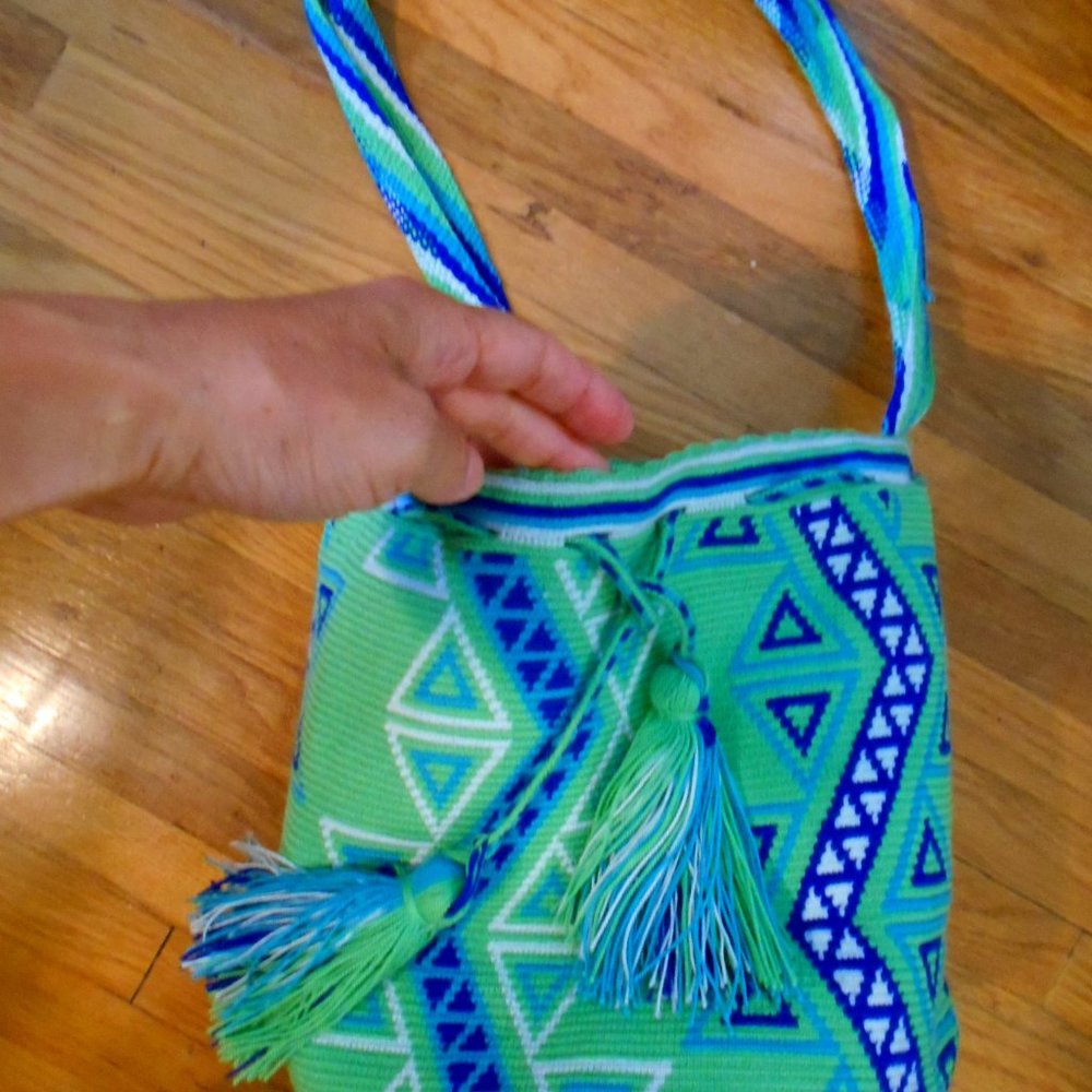 Ethnic Pochette crossbody blue green